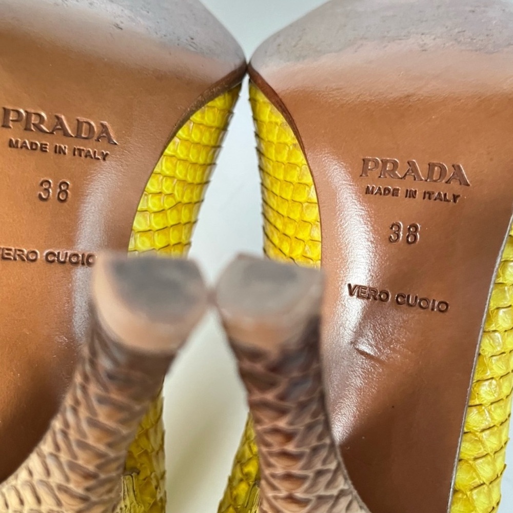 Prada Yellow And Brown Python Leather Stiletto He… - image 8